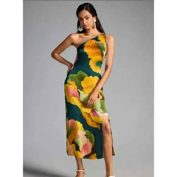 Farm Rio x Anthropologie Bold Printed One Shoulder Dress XL - Picture 3 of 16